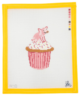 Cupcake Pig Needlepoint Canvas - Summertide Stitchery - Mopsey Designs