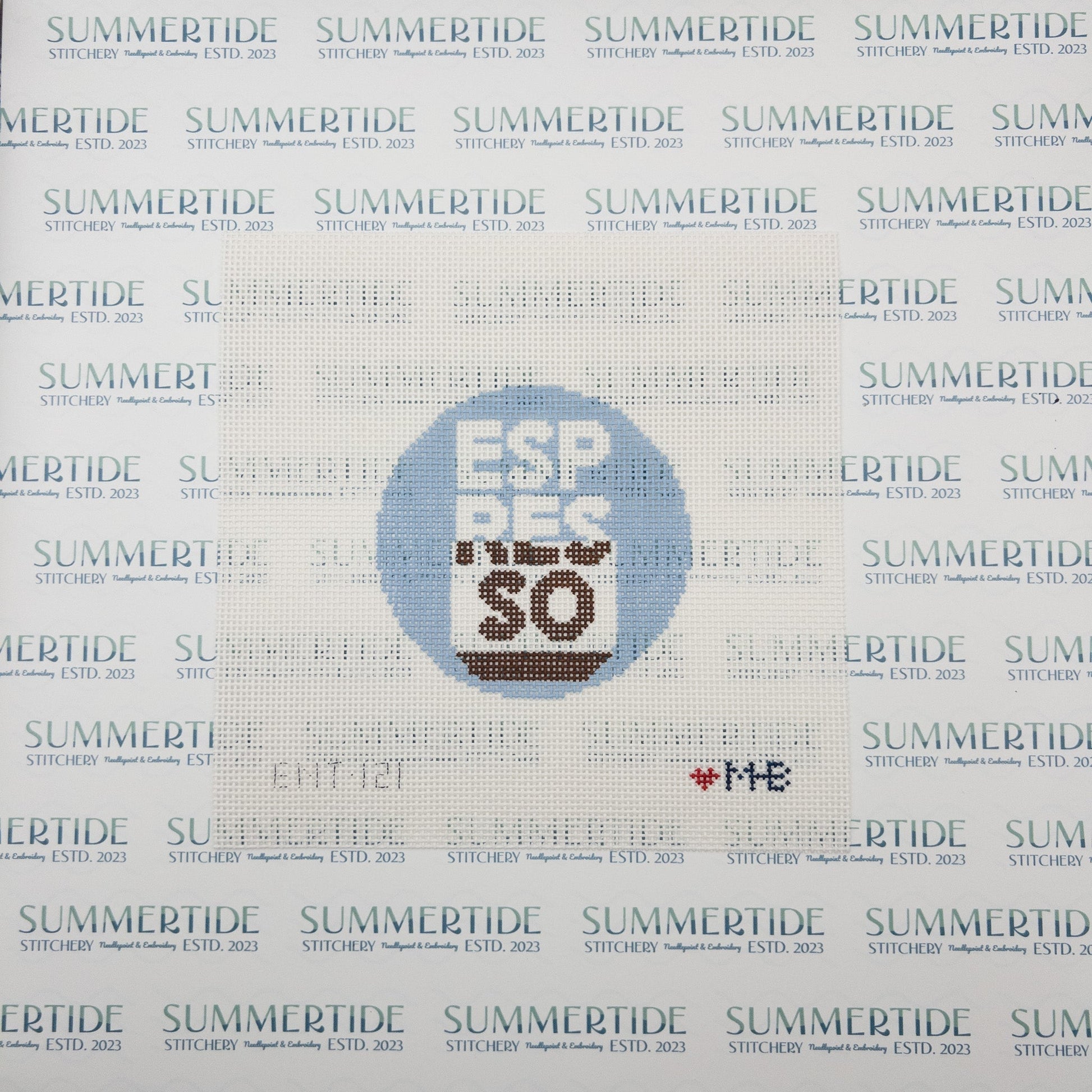 Espresso Round Needlepoint Canvas - Summertide Stitchery - LoveMHB Studio