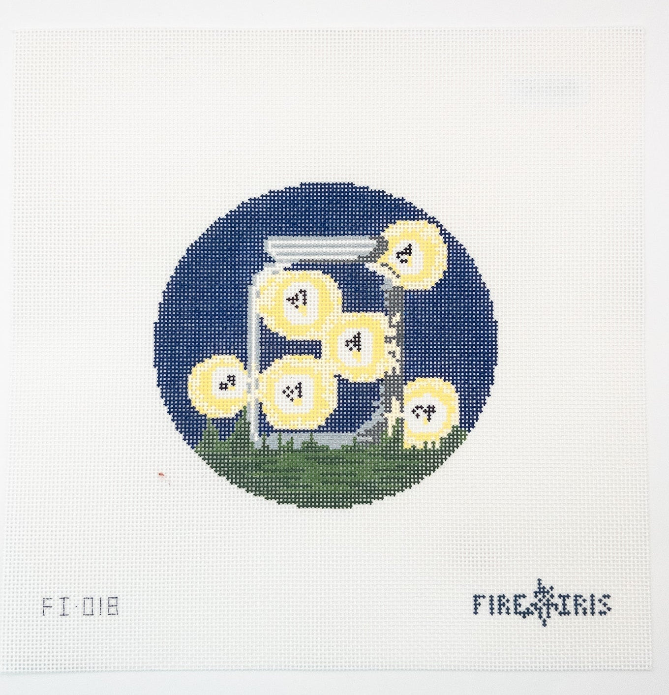 Firefly Jar Needlepoint Canvas - Summertide Stitchery - Fire and Iris