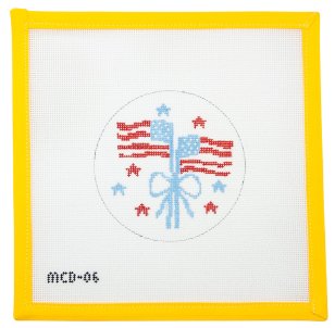 Flag with Bow Needlepoint Canvas - Summertide Stitchery - Mary Cam Designs