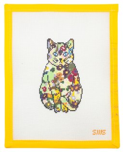 Floral Cat Needlepoint Canvas - Summertide Stitchery - Stitching With Stacey