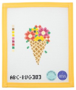 Floral Ice Cream Needlepoint - Summertide Stitchery - Atlantic Blue Canvas