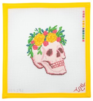 Floral Skull Needlepoint Canvas - Summertide Stitchery - Spellbound Stitchery