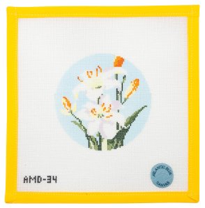 Flowers of the Bible: Lily of the Field Needlepoint Canvas - Summertide Stitchery - Atlantic Blue Canvas