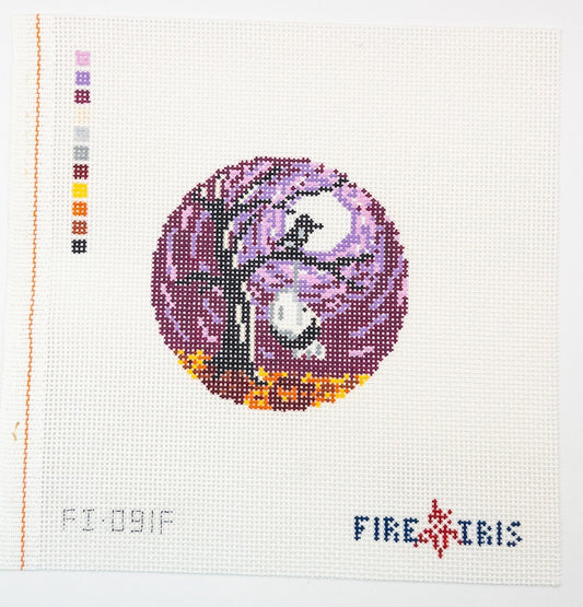 Four Seasons - Fall Needlepoint Canvas - Summertide Stitchery - Fire and Iris
