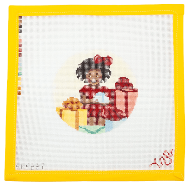 Girl with Presents - Heritage Christmas Collection Needlepoint Canvas - Summertide Stitchery - Spellbound Stitchery