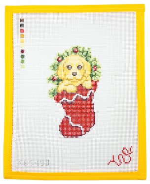 Golden in Stocking Needlepoint Canvas - Summertide Stitchery - Spellbound Stitchery