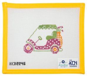 Golf Cart Needlepoint Canvas - Summertide Stitchery - Lemon Daisy Designs