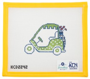 Golf Cart Needlepoint Canvas - Summertide Stitchery - Lemon Daisy Designs