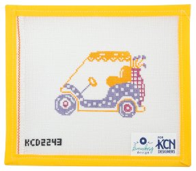 Golf Cart Needlepoint Canvas - Summertide Stitchery - Lemon Daisy Designs