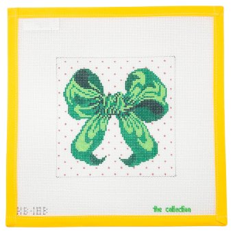 Green Bow Needlepoint Canvas - Summertide Stitchery - The Collection Designs