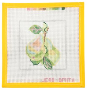 Green Pear Coaster - Summertide Stitchery - Jean Smith