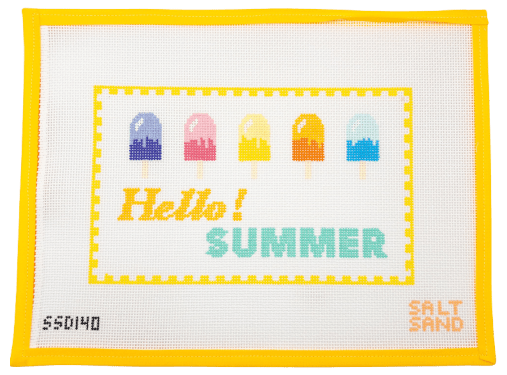 Hello Summer Needlepoint Canvas - Summertide Stitchery - Salt + Sand