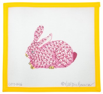 Herend - Style Fishnet Bunny Needlepoint Canvas - Summertide Stitchery - Kate Dickerson