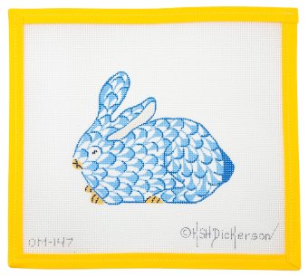 Herend - Style Fishnet Bunny Needlepoint Canvas - Summertide Stitchery - Kate Dickerson