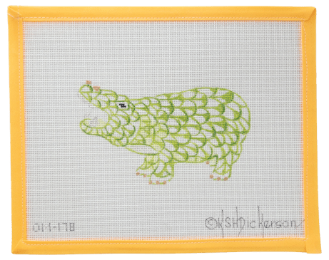 Herend - Style Hippo Needlepoint Canvas - Summertide Stitchery - Kate Dickerson