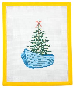 Holiday Dinghy Needlepoint Canvas - Summertide Stitchery - Alice & Blue