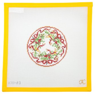 Holiday Garland Plate Needlepoint Canvas - Summertide Stitchery - Kate Woodward