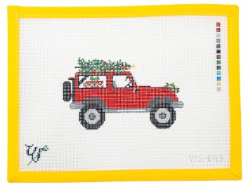 Holiday Jeep Needlepoint Canvas - Summertide Stitchery - Wipstitch Needleworks