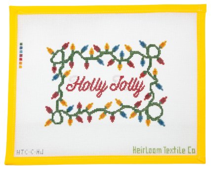 Holly Jolly Sign Needlepoint Canvas - Summertide Stitchery - Heirloom Textile Co.