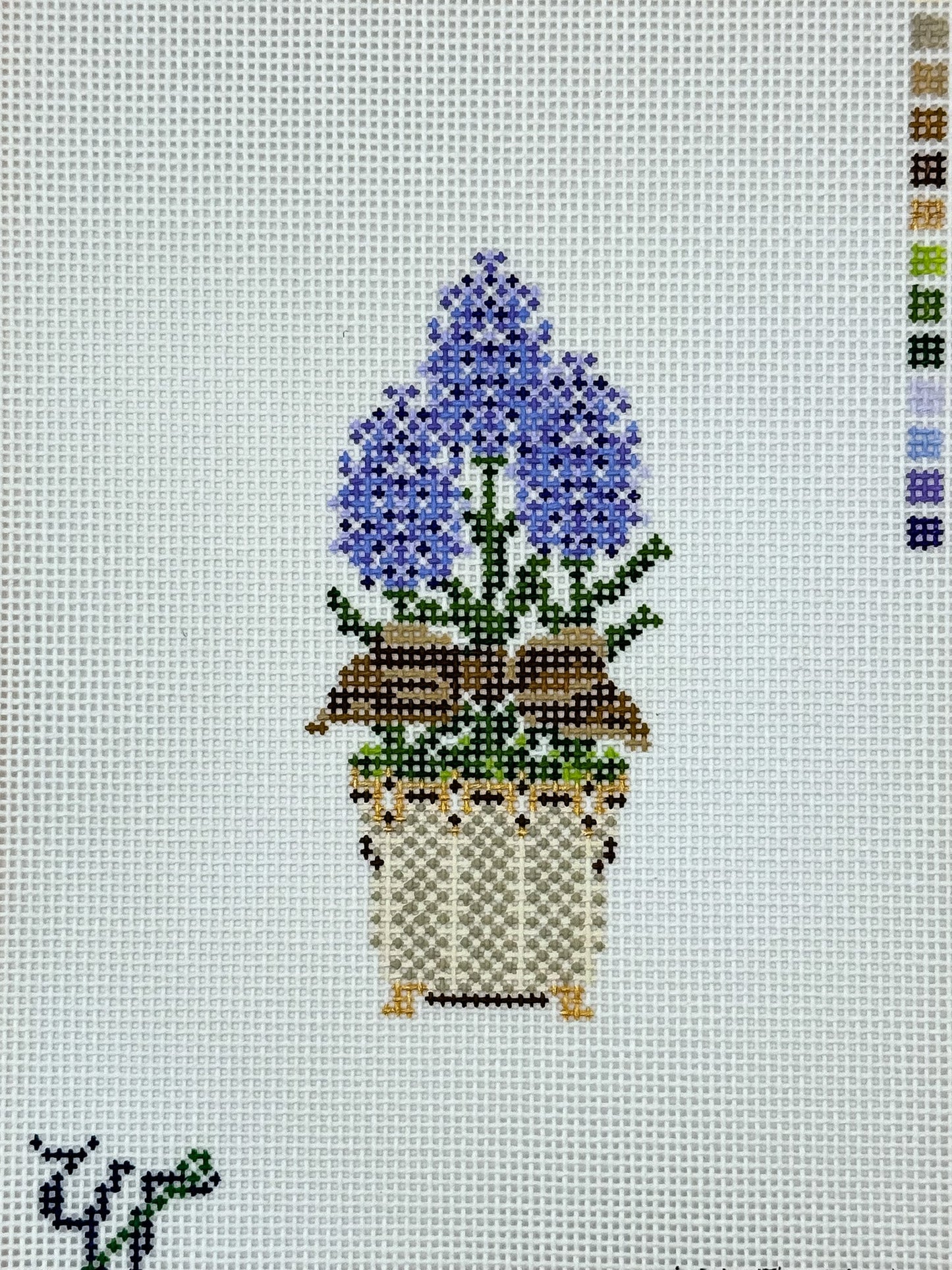 Hyacinth Topiary Needlepoint Canvas - Summertide Stitchery - Wipstitch Needleworks