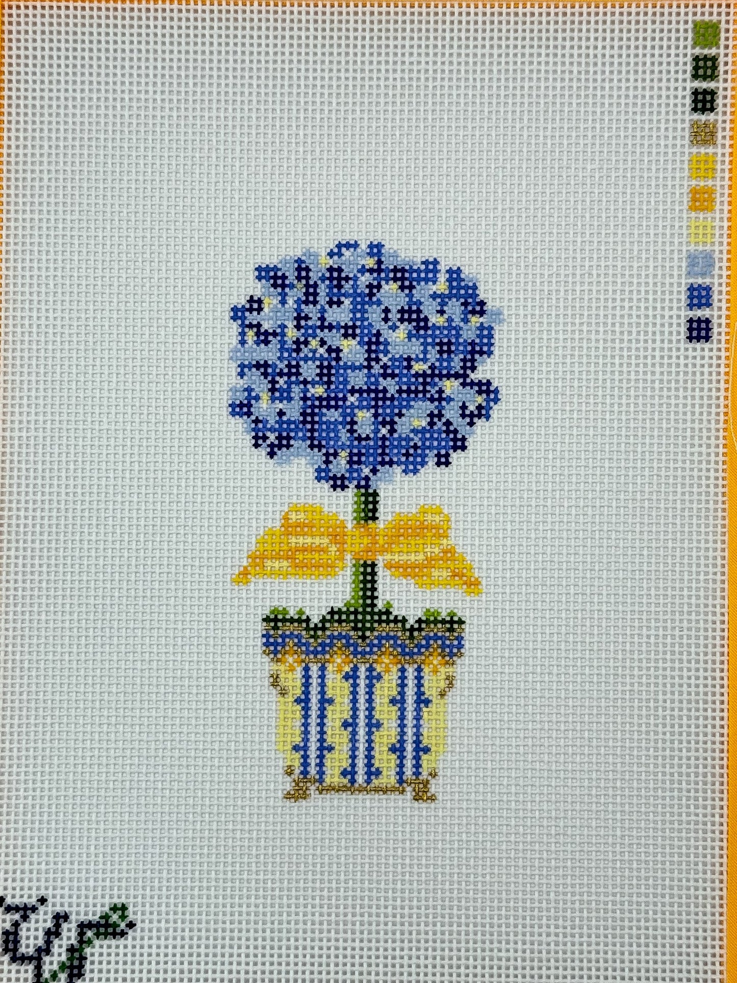 Hydrangea Topiary Needlepoint Canvas - Summertide Stitchery - Wipstitch Needleworks