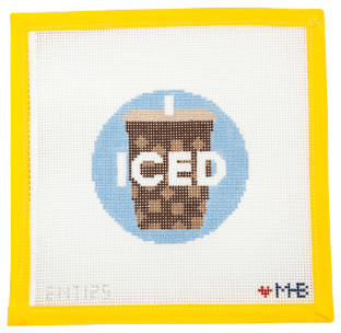 Iced Coffee Round Needlepoint Canvas - Summertide Stitchery - LoveMHB Studio