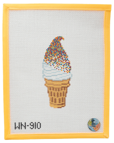 It's Sprinkles - Original Ice Cream Cone Needlepoint Canvas - Summertide Stitchery - Wheelhaus Needlepoint