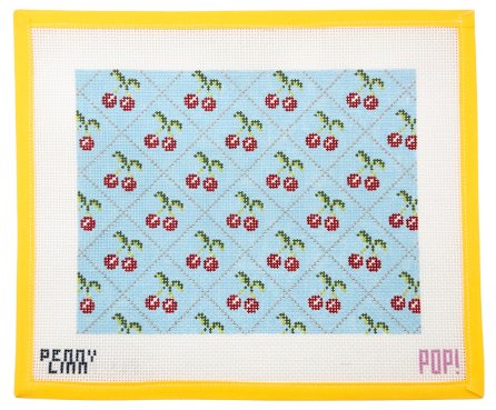 Large Cherry Trellis Needlepoint Canvas - Summertide Stitchery - POP! NeedleArt