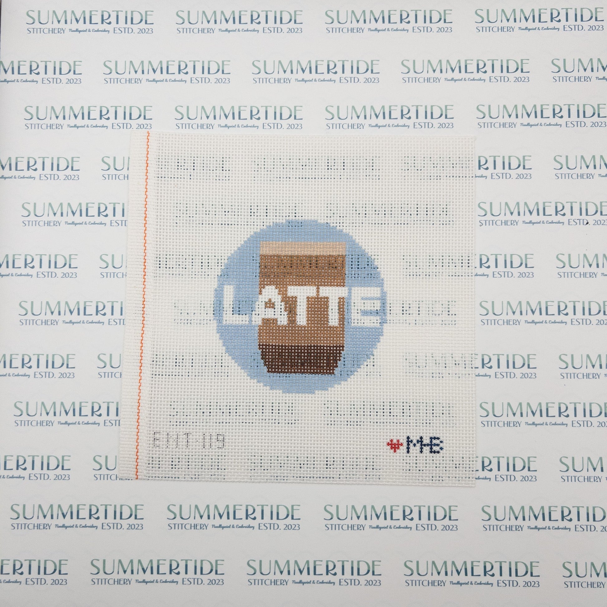 Latte Round Needlepoint Canvas - Summertide Stitchery - LoveMHB Studio