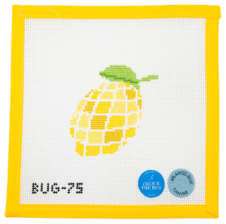 Lemon Disco Needlepoint Canvas - Summertide Stitchery - Atlantic Blue Canvas