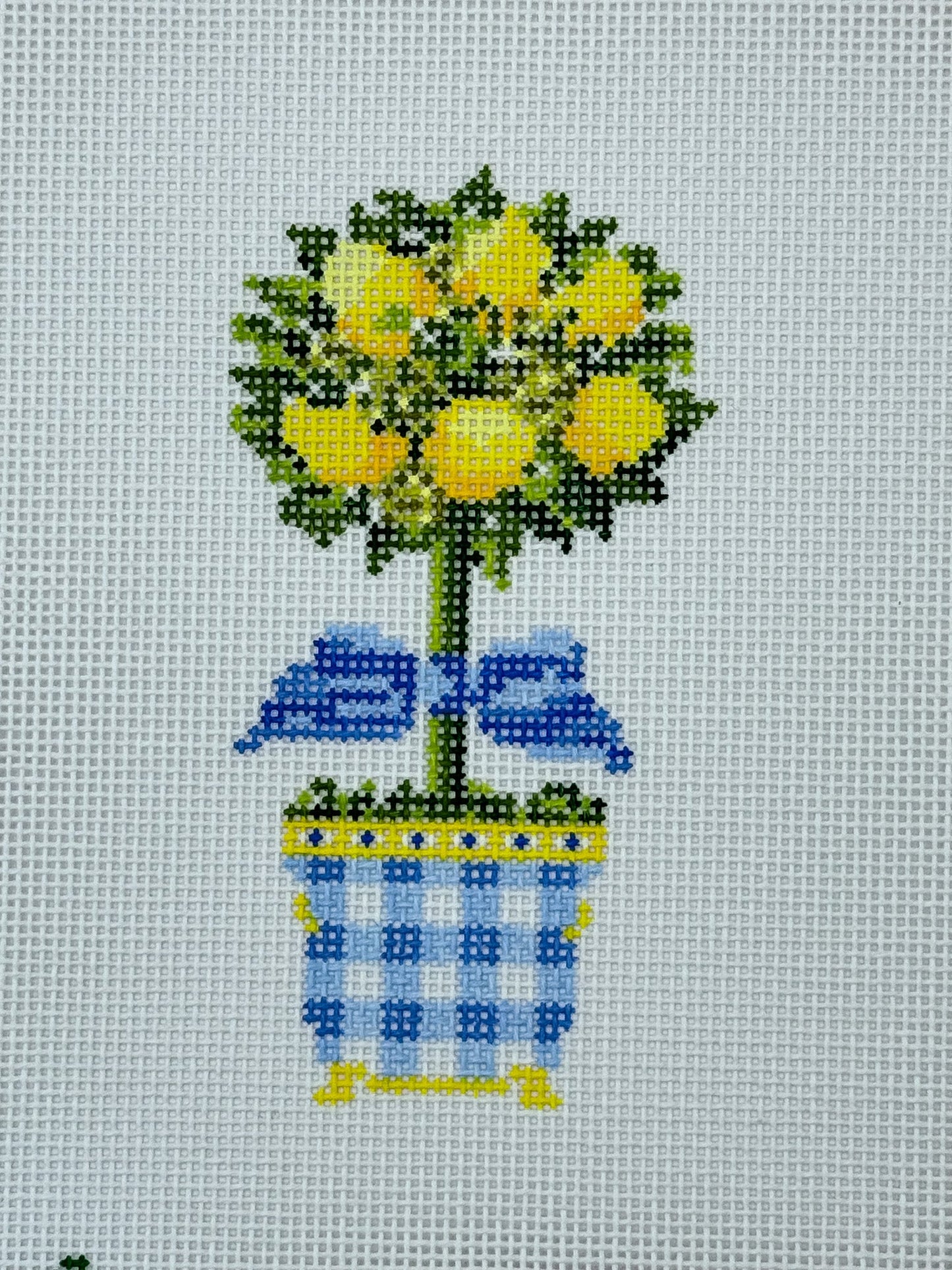 Lemon Topiary Needlepoint Canvas - Summertide Stitchery - Wipstitch Needleworks