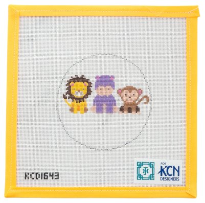 Lion, Hippo, Monkey Needlepoint Canvas - Summertide Stitchery - KCN Designs