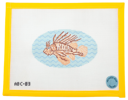 Lionfish - Fish Series Needlepoint Canvas - Summertide Stitchery - Atlantic Blue Canvas