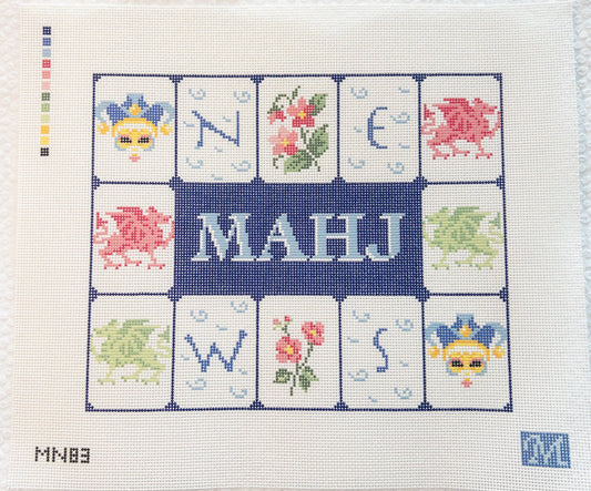 Mahj Tile Pouch Needlepoint Canvas - Summertide Stitchery - Maura Nolan Designs