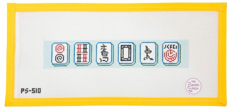 Mahjong Tiles Keyfob - Summertide Stitchery - Atlantic Blue Canvas