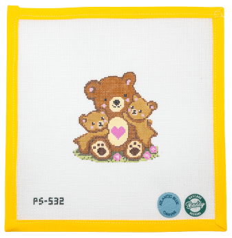 Mama Bear Needlepoint Canvas - Summertide Stitchery - Atlantic Blue Canvas