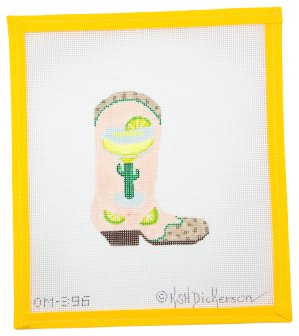 Margarita with Limes Cowgirl Boot Needlepoint Canvas - Summertide Stitchery - Kate Dickerson