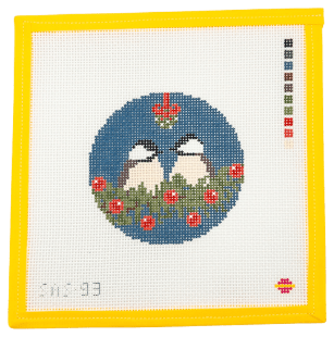 Merry Chickadees Needlepoint Canvas - Summertide Stitchery - Saturnalia Stitching
