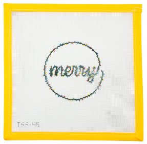 "Merry" Christmas Lights Needlepoint Canvas - Summertide Stitchery - The Salty Stitcher