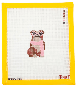 Mini Fab Pup Bulldog Needlepoint Canvas - Summertide Stitchery - Poppy J Stitches