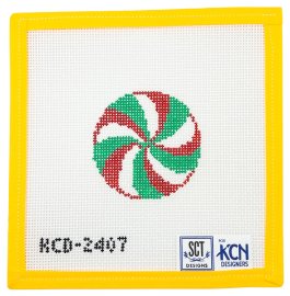 Mini Peppermint Round Needlepoint Canvas - Summertide Stitchery - SCT Designs