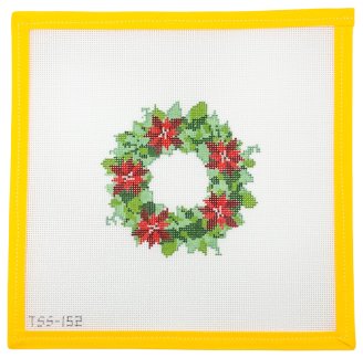 Mini Poinsettia Wreath Needlepoint Canvas - Summertide Stitchery - The Salty Stitcher