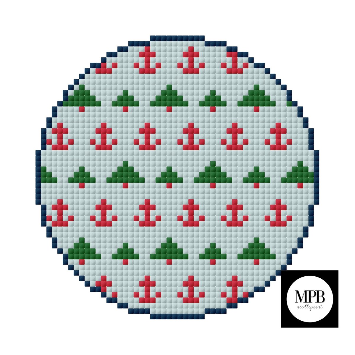 Nautical Christmas Needlepoint Round Chart - Summertide Stitchery - MPB Needlepoint