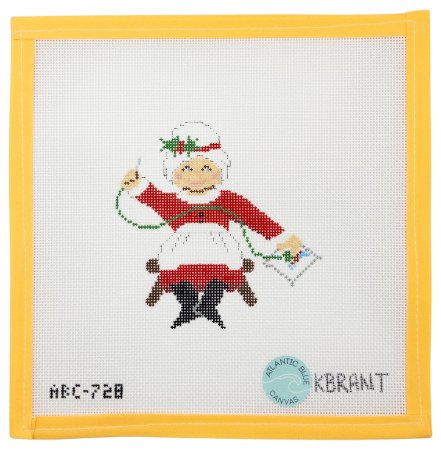 Needlepointing Mrs. Claus Canvas - Summertide Stitchery - Atlantic Blue Canvas