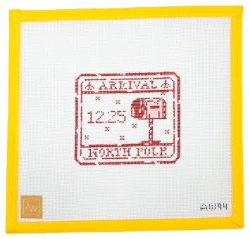 North Pole Passport Stamp Needlepoint Canvas - Summertide Stitchery - Audrey Wu