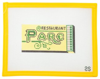 Parc Restaurant Matchbook Needlepoint Canvas - Summertide Stitchery - Spruce St. Studio