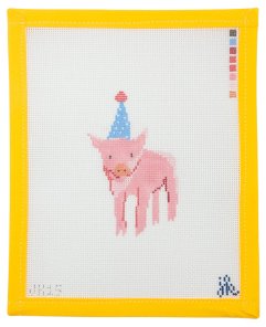 Party Pig Needlepoint Canvas - Summertide Stitchery - Mopsey Designs