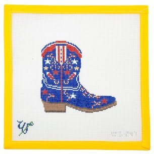 Patriotic Cowboy Boot Needlepoint Canvas - Summertide Stitchery - Wipstitch Needleworks