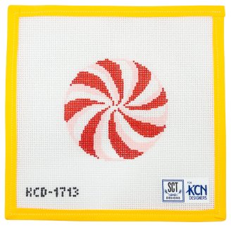 Peppermint Round Needlepoint Canvas - Summertide Stitchery - KCN Designs